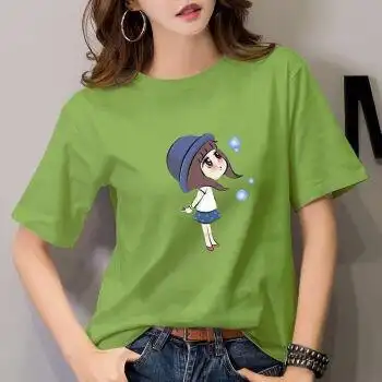 诺煦抹茶绿色t恤半袖加肥加大码学生韩版女学生宽松t恤夏新款短袖衣服