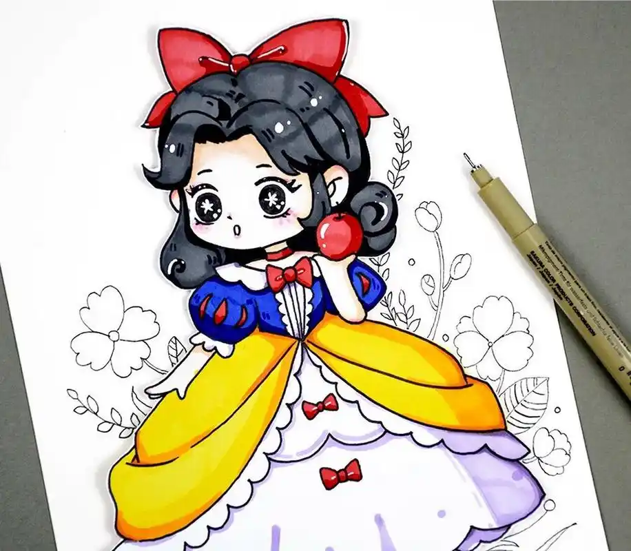 儿童画教程|春季动漫趣画白雪公主 【教学重难点】 98 ①以半临摹半