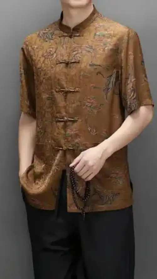 男唐装#国风男装 #香云纱唐装#520礼物 #唐服男装