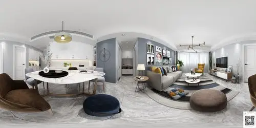 致诚效果图-请您鉴赏: 北欧客餐厅 全景_家装模型_室内设计联盟