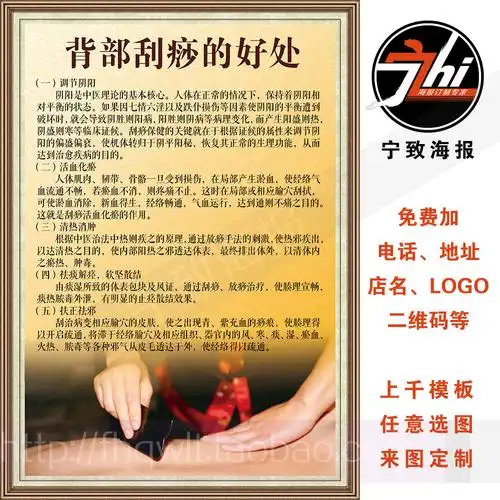 养生堂馆背部刮痧的好处作用美容海报新款宣传画挂图写真活血化瘀