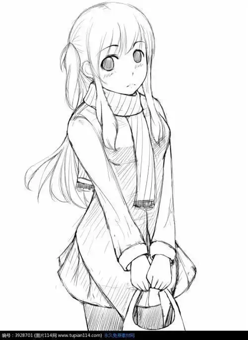 侧面站立动漫人物简笔画