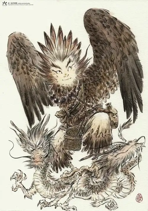 《芝麻狐神怪录》之句芒,《山海经-海外东经》记载:东方句芒,鸟身人面