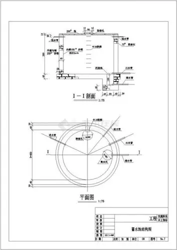 最新某圆形蓄水池结构设计cad图纸