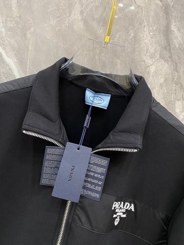 休闲运动长袖普拉达秋冬新款套装男装prada卫衣长裤立领字母开衫