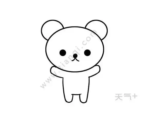 简笔画卡通动物开可爱小熊