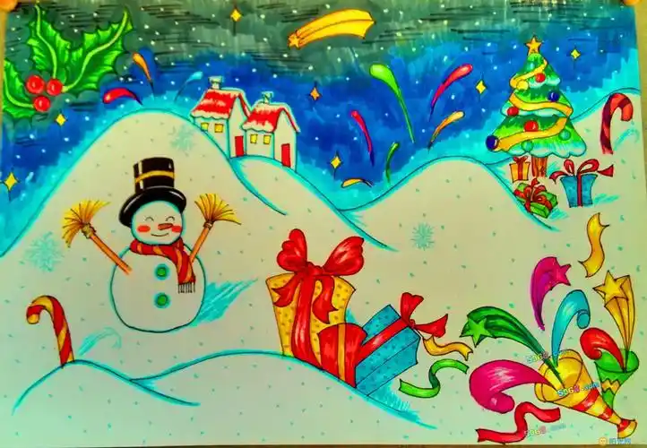 关于小学生绘画圣诞节作品