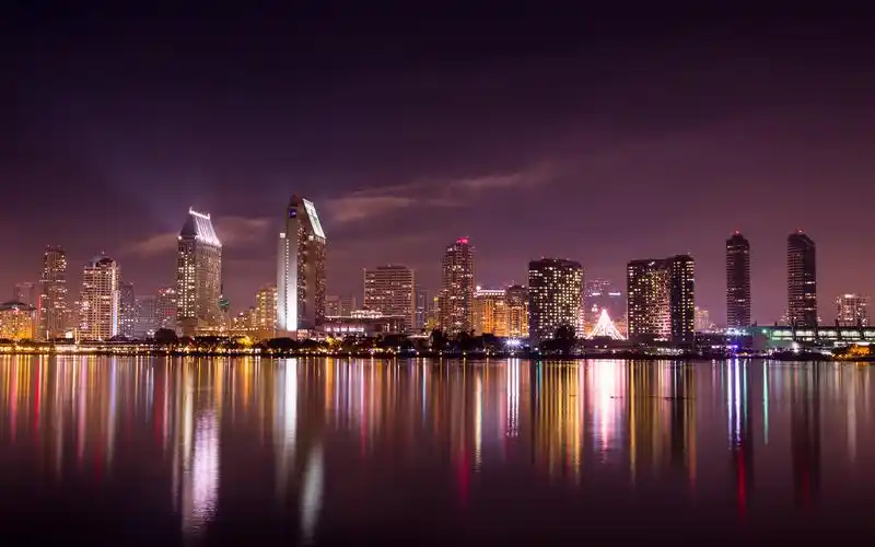 lights,san diego,cityscape,purple sky,壁纸,高清壁纸地点,城市