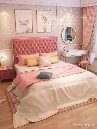 浪漫少女心粉色系家装卧室现代简约卧室设计图片赏析