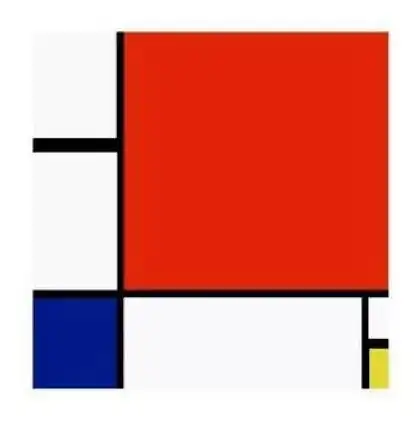 这幅画应该是蒙德里安最有代表性的一张画.表面上看起来就是几条线.