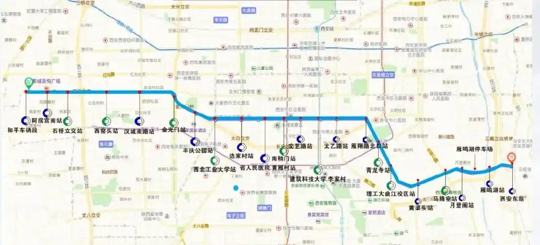 西安地铁5号线线路站点详情图解规划中