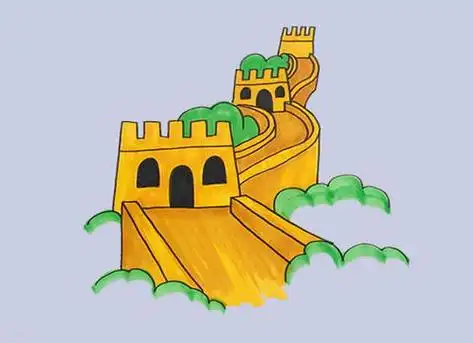 长城简笔画 万里长城风景简笔画 田野长城简笔画万里长城长城简笔画