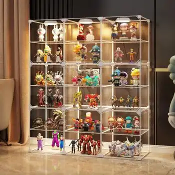 蔻丝pp注塑带灯手办展示柜家用乐高玩具模型展示柜塑料陈列柜积木架子