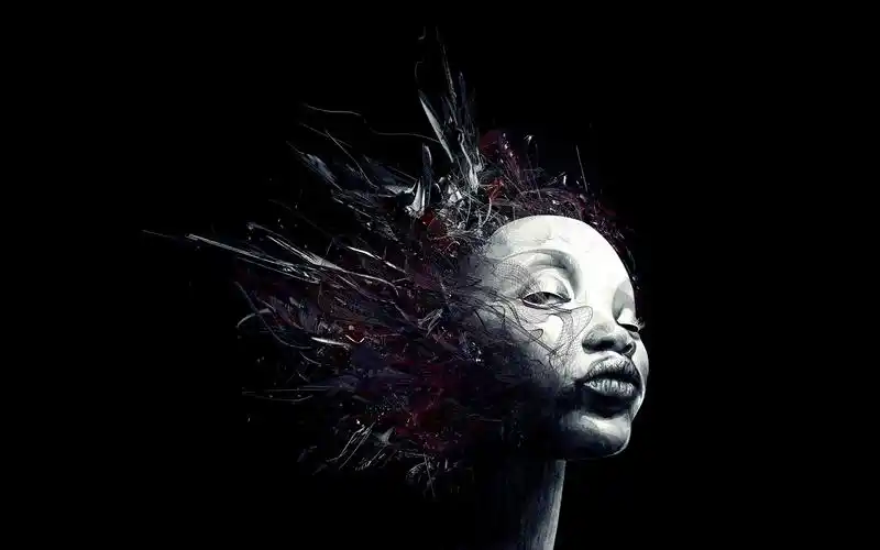 人物美女人像艺术设计数码抽象颜色黑色背景简单背景womenfacedigital