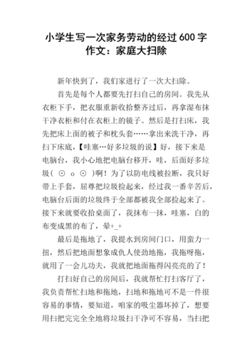 小学生写一次家务劳动的经过600字作文:家庭大扫除.docx