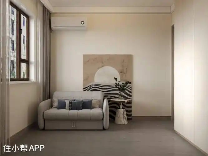 129㎡现代风格设计,格栅板和石膏板相结合的电视背景墙设计_整体_造型