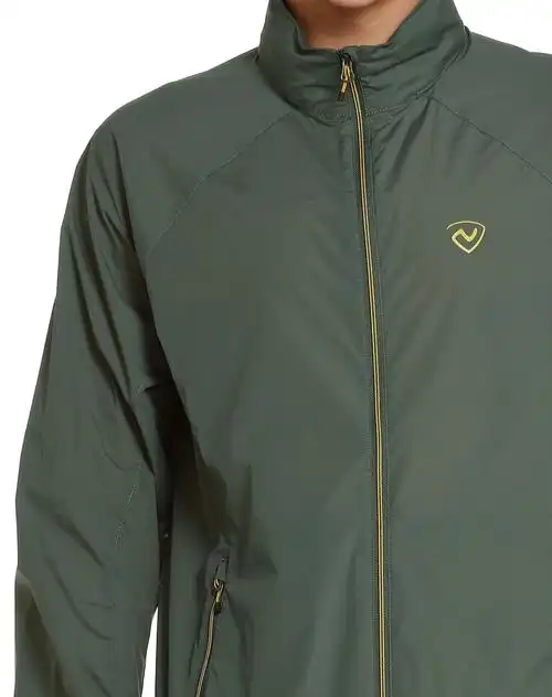 轻薄透气 男款深灰绿色户外蝉翼外套 连帽长袖