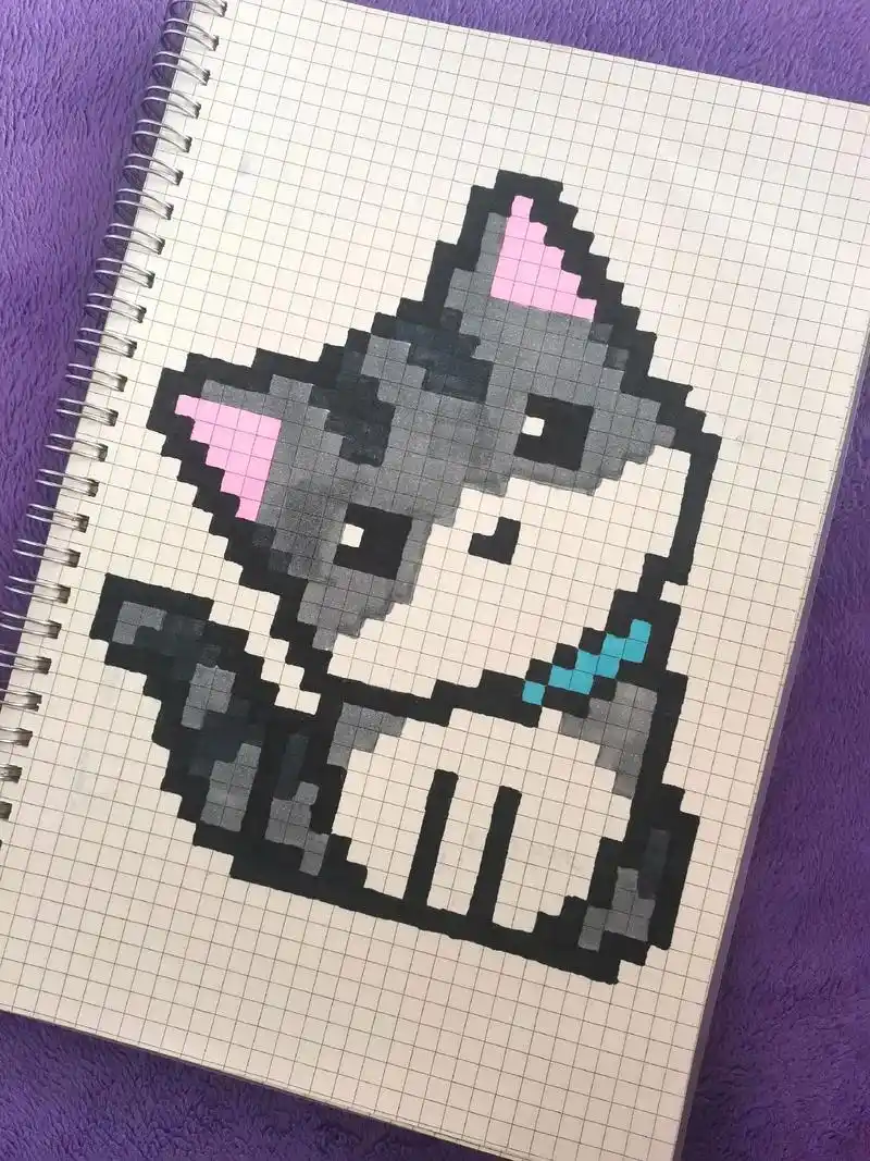 像素画:阔阔爱爱的小mao07#像素画教程 #小猫咪#网格画 - 抖音