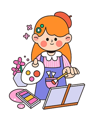 劳动节扁平职业人物画家绘画