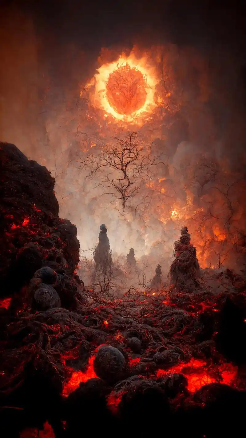 虎向深渊绕,龙归猛火蟠-深渊烈日.#ai画图 #壁纸 #暗黑 - 抖音