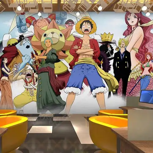 动漫卡通海贼王主题背景墙壁纸儿童卧室床头墙布网吧无纺布墙纸