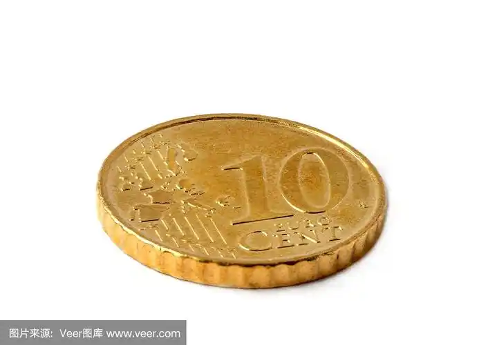 10欧元分币,白色背景,数字10,分币符号,欧元符号,金属,背景分离,一个