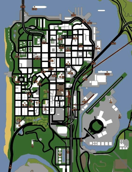 圣安地列斯50贝壳50马蹄铁50拍照100喷漆详细地图 2