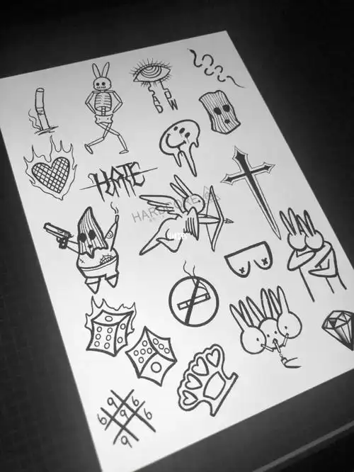 黑白纹身小图案94可爱系的暗黑风格