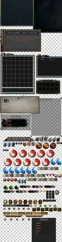 网页游戏中国风ui界面npc对话框技能框传奇类血球面板图标素材