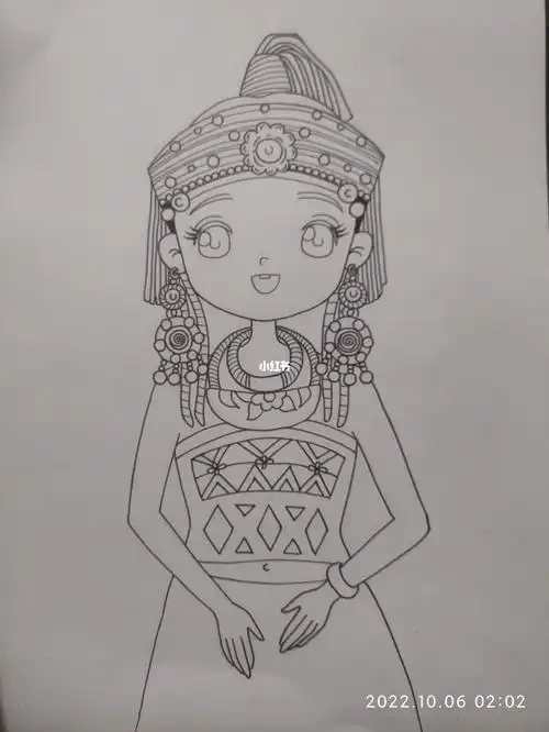 哈尼族 #动漫q版  #动漫手绘  #马克笔