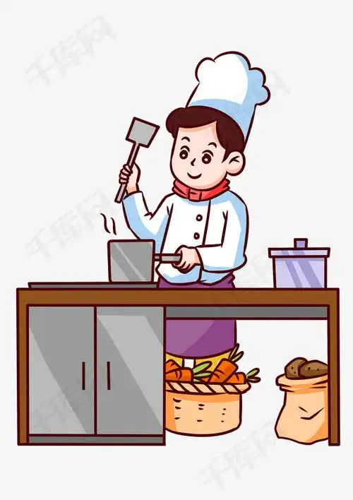 烹饪大厨做菜插画