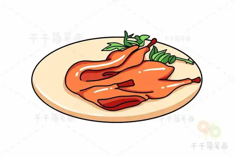 福建美食 建瓯板鸭简笔画_地方美食简笔画