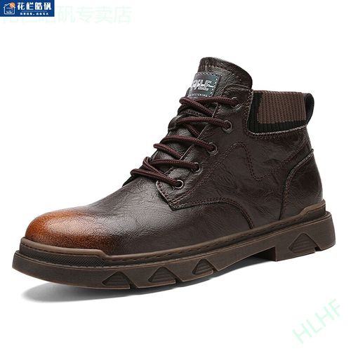 超火马丁靴男士秋冬季搭配马丁裤穿的男靴子软牛皮皮靴高帮靴子复古工