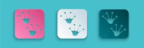 剪纸青蛙爪脚印图标孤立在蓝色图片