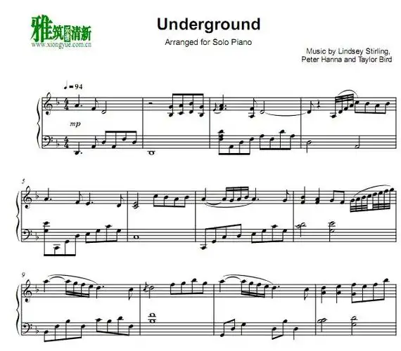 lindsey stirling - underground钢琴谱