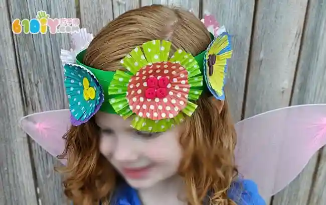 蛋糕纸创意 春天的花环头套_纸盒手工_巧巧手幼儿手工网