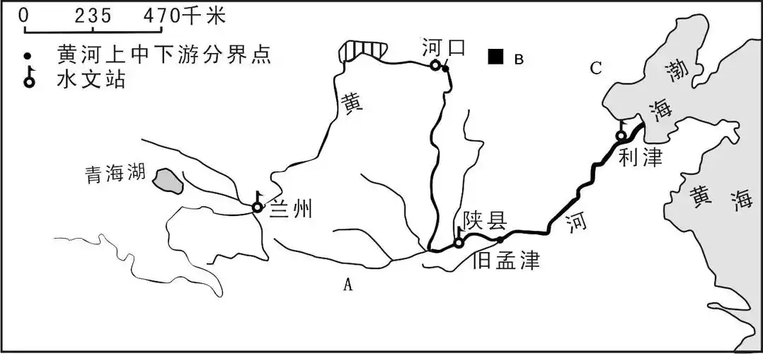 阅读下列材料,探究黄河:(10分) 材料一: 黄河水系图