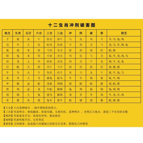 十二生肖相合相克三会六冲相刑相害图六十花甲易学基础知识图