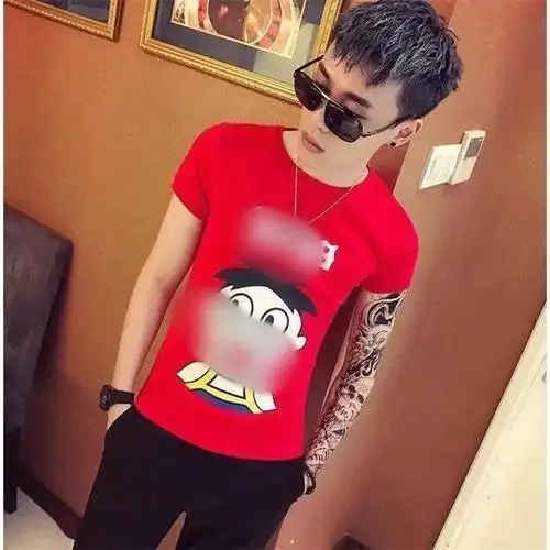 旺旺牛奶短袖衣服套装精神小伙旺仔紧身衣一套t恤