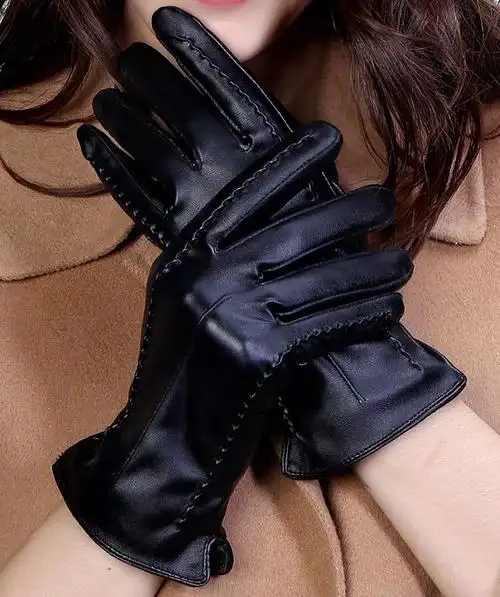 条纹时尚长度温暖女士皮革手套 - buy 手套皮革,皮手套,皮手套女性