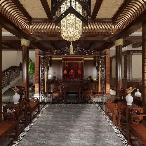 纯中式客餐厅堂屋