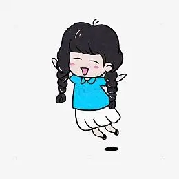 卡通跳起来高兴女孩子手绘图