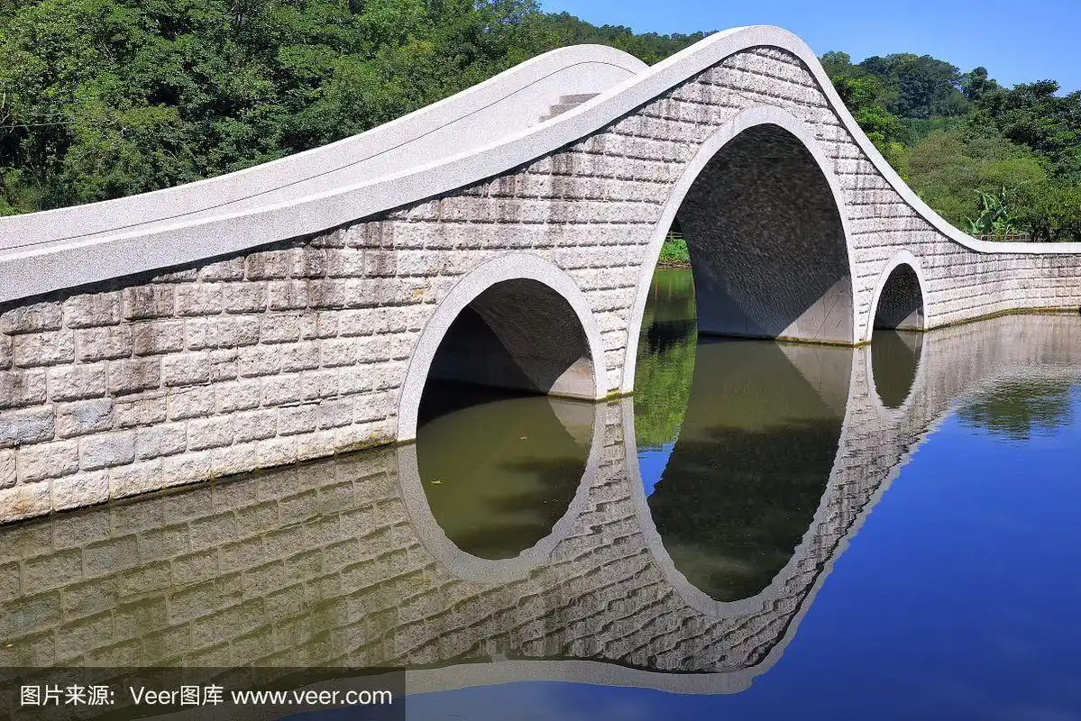 拱桥,梯形,圆形,蓝色,混凝土