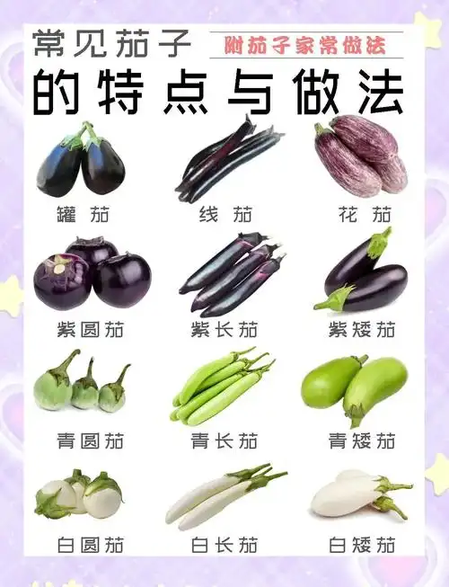 以下是一些常见的茄子品种: