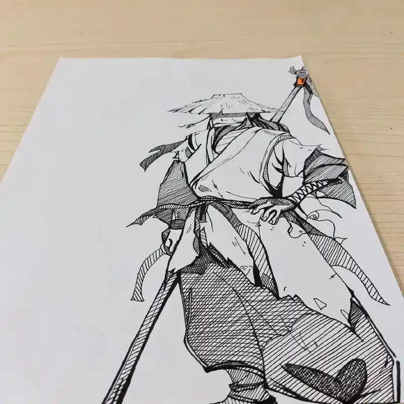 水浒人物771.#手绘 #绘画过程分享 #黑白线描画 #原创  - 抖音