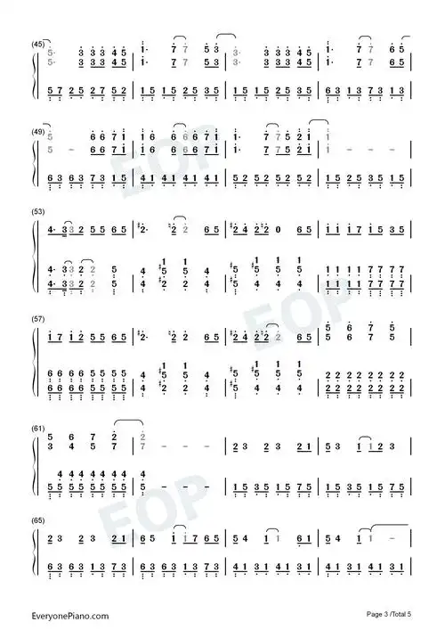 星空-电影星空主题曲双手简谱预览3-钢琴谱文件(五线谱,双手简谱,数字