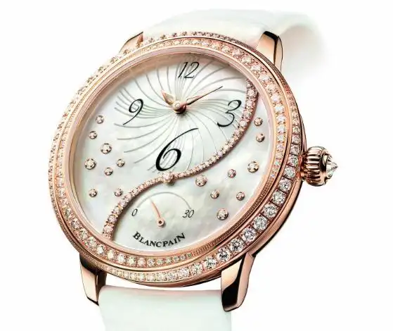 全新宝珀blancpain女装系列3650a375458b18k玫瑰金镶钻自动机械腕表