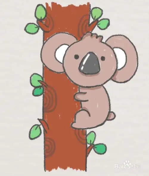 爬树的考拉熊怎么画