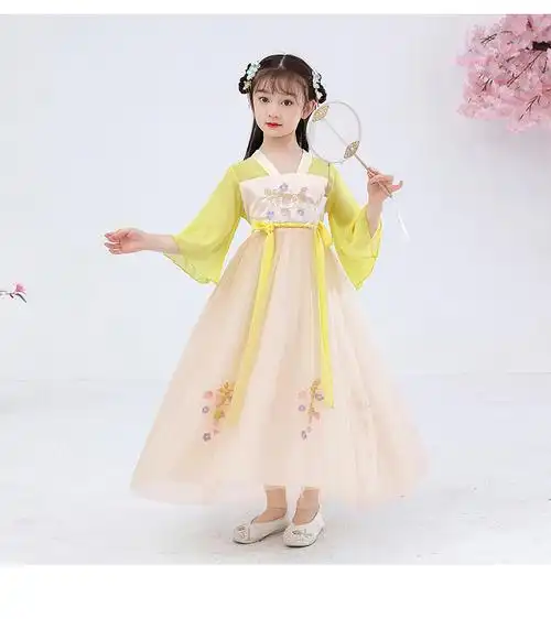 汉服秋季儿童古装女中大童中秋节衣服小女孩子表演服装2-15岁襦裙仙