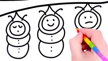 简笔画早教视频,教小朋友学画画毛毛虫变成花蝴蝶绘画涂鸦学颜色